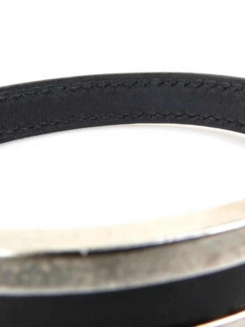 Auth HERMES Pusupusu Bracelet Black/Silver Leather/Metal - 56347a - Picture 8 of 10